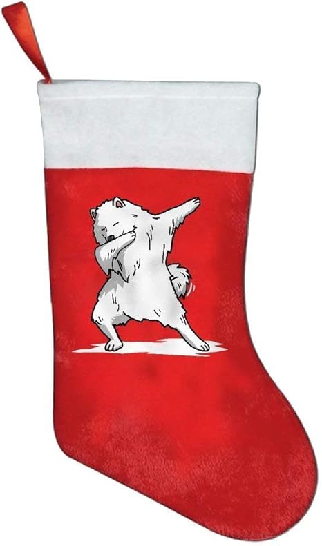 Amazon Co Jp Bizwheo おもしろいダビングサモエド犬 クリスマス ホリデーストッキング ホーム キッチン