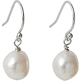 Cultured Baroque Pearl Threader Earrings Dangling Sterling Silver Single Pearl Drop Earrings
