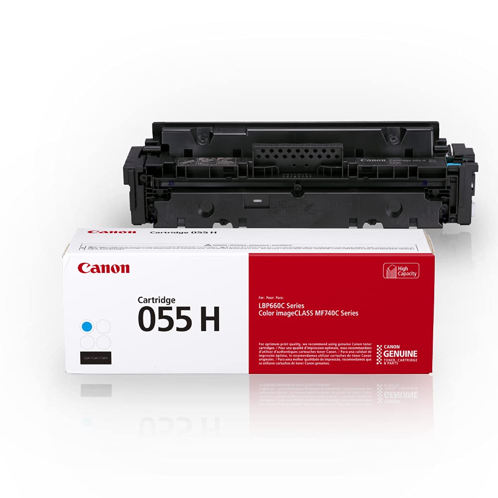 Canon Genuine Toner, Cartridge 055 Cyan, High Capacity (3019C001) 1 Pack, for Canon Color imageCLASS MF741Cdw, MF743Cdw, MF745Cdw, MF746Cdw, LBP664Cdw Laser Printers