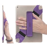 JOYLINK Universal Tablet Hand Strap Holder, 360 Degrees Swivel Leather Handle Grip with Elastic Belt, Secure & Portable for 7.9" Tablets (Samsung Asus Acer Google Lenovo Kindle iPad Mini), Purple