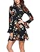 ACEVOG Women's Casual Floral Print Bell Sleeve Fit and Flare Dress