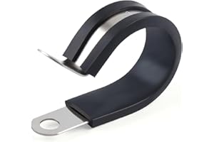 Newdeli 20Pcs Cable Clamps 1 Inch Stainless Steel Cable Clamp Rubber Cushioned Hose Clamp Insulated Tube Clips Automotive Wir