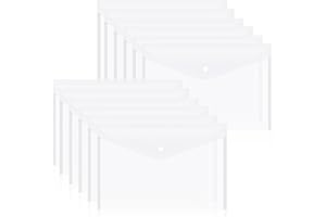 LIANGYUNZE 12pcs Plastic Filing Envelopes with Snap Button Closure ，Clear Document Folders for Letter A4 Size Files ，Poly Folders，for School and Office Supplies（White）