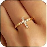 925 Sterling Silver Cross Rings for Women Purity Ring Cubic Zirconia Rings Trust God Faith Jesus Christian Ring Engraved Eternity Band Promise Ring for Her Religious Confirmation Baptism Gifts