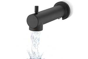 YASINU Slip on Extra Long Tub Spout with Diverter Universal Tub Diverter Spout for 1/2" Copper Water Pipe, Matte Black