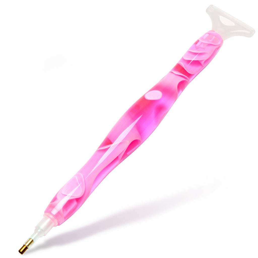 CATEARED Handmade Resin Diamond Painting Pen,5D DIY Diamond Embroidery Handturned Drill Pen Rhinestone Picker Tool for Cross Stich and Nail Art (Pink)
