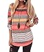 Evera Boutique Women's Striped 3/4 Sleeve Top (Medium, Coral)