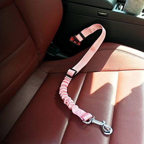 ADOGGYGO Dog Seatbelt Car Seat Belt Leash Pet Safety Leads Elastic Bungee Strap (Pink)