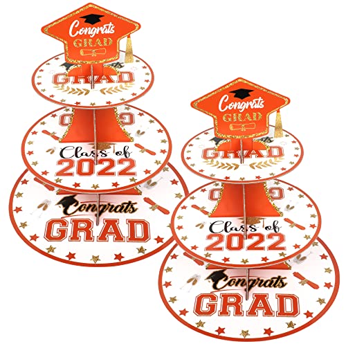 2-Set Class of 2022 Orange Black 3-Tier Graduation