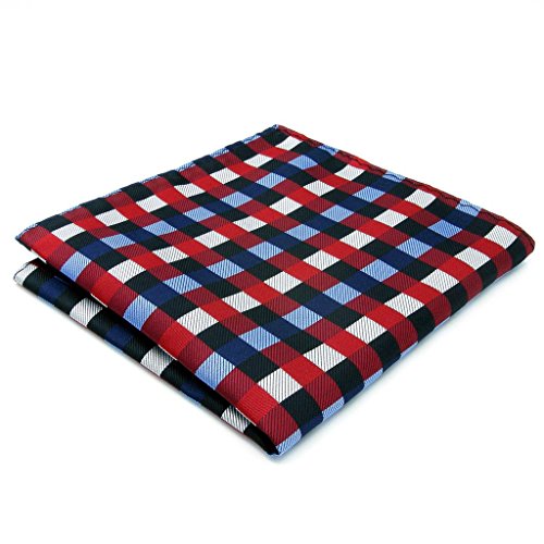 Shlax&amp;Wing Checked Red Blue Handkerchiefs Pocket Square Hankies Hanky