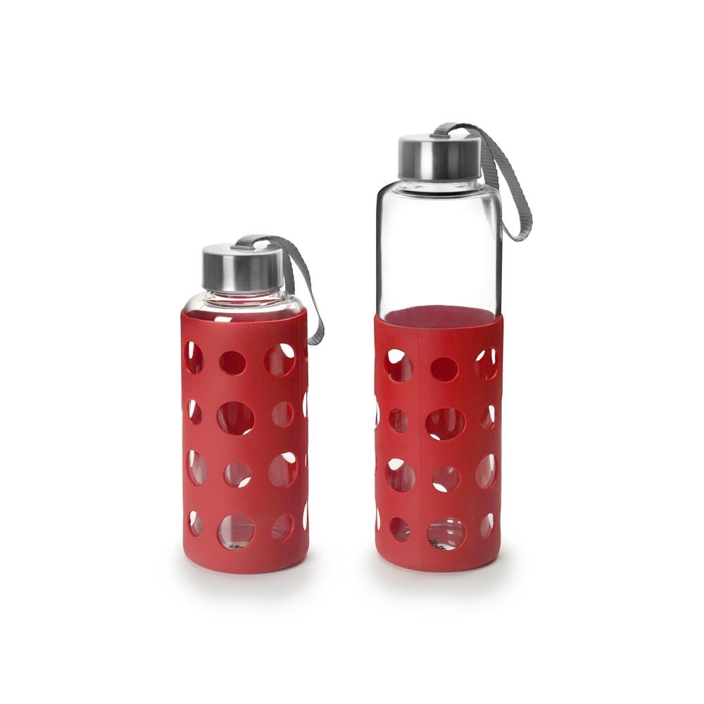 IBILI Lake Glass Bottle, Red, 550 ml, Borosilicate, Reusable, Shock-protector