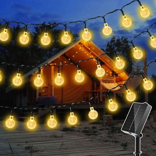 Ollny Solar Fairy Lights Outdoor Weatherproof 8 m 60 LED IP65 Waterproof Fairy Lights Outdoor Solar with 8 Modes Solar Fairy Lights Outdoor for Garden Patio Balcony Wedding (Warm White)