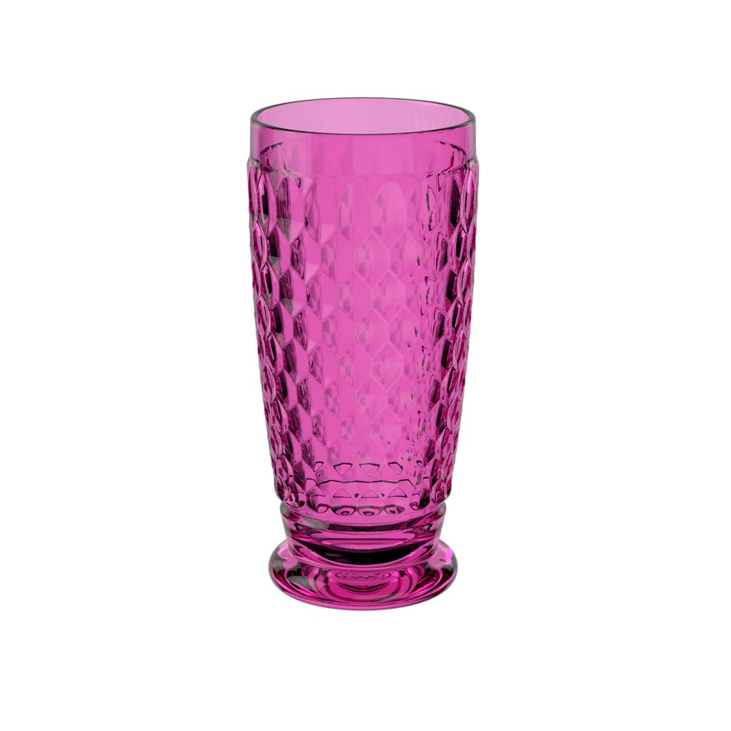 Villeroy & Boch - Boston Berry Long Drink Glass, 300 ml, Crystal Glass for Cocktails, Dishwasher-Safe, Pink