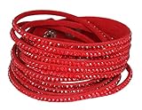 Velvet wrap bracelet with Rhinestones - Red