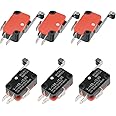 BUYGOO 6Pcs V-156-1C25 Micro Limit Switch, Microwave Door Switch, Micro Switch with Hinge Roller Momentary SPDT Snap Action f