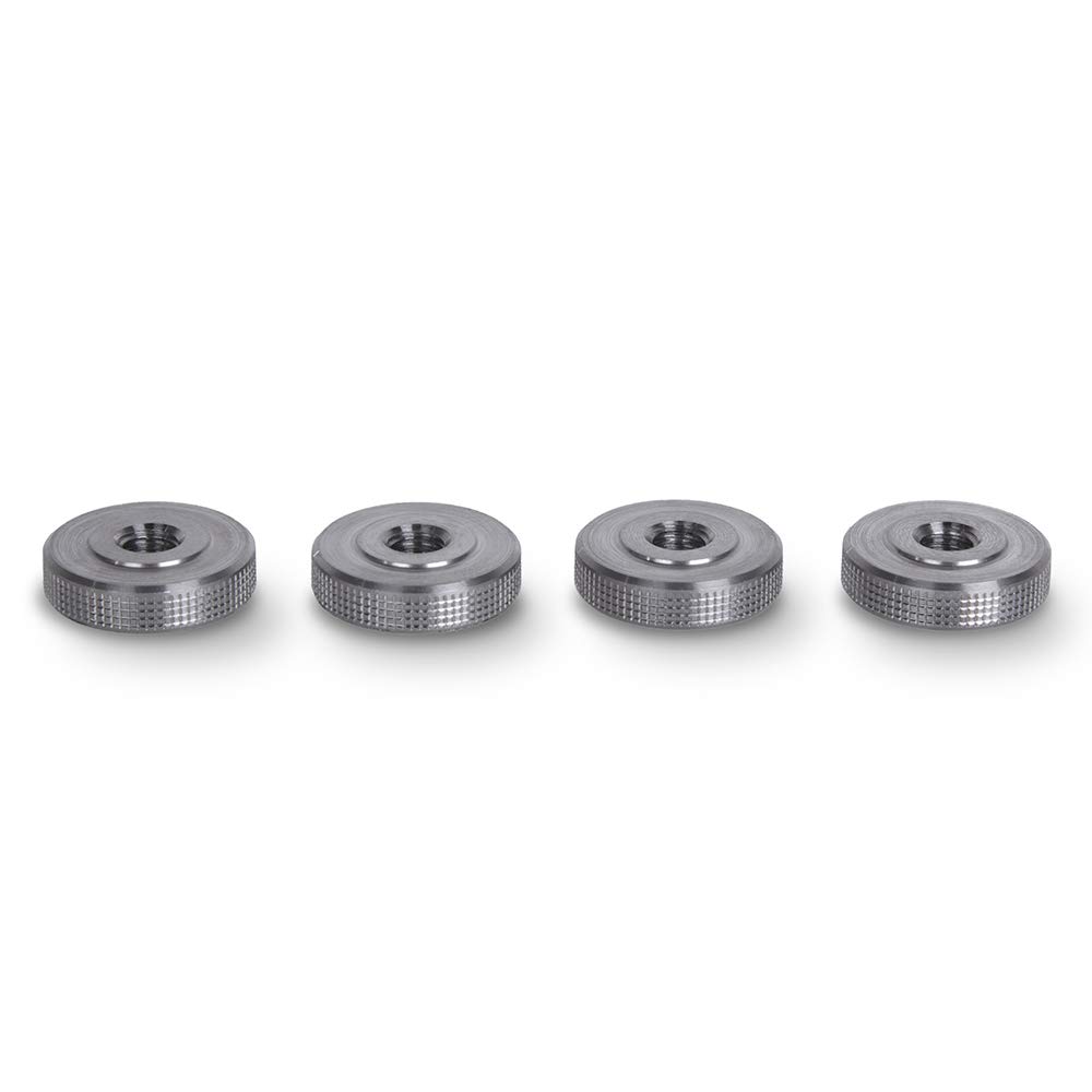 PrecisionGeek Knurled Thumb Nuts M6 x 5mm, Stainless Steel, 20mm Diameter, Female Lock Nut Adapter, Flat Head, Set of 4 – for Audio, DIY, Mechanical Projects