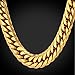 U7 Men Hip Hop Chunky Chain Stainless Steel/Black Gum/18K Gold Plated Jewelry Necklace ,6mm-12mm Wide,22-30
