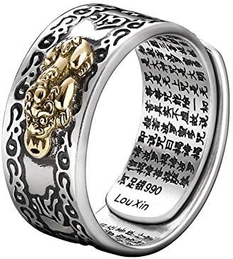 Pixiu Charms Open Ring Feng Shui Amulet Wealth Adjustable Ring Buddhist Jewelry Gifts