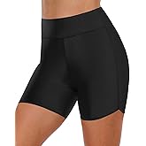 Yonique Womens Swim Shorts High Waisted Swim Bottoms Tummy Control Bathing Suit Bottom Boy Shorts(Available in Plus)