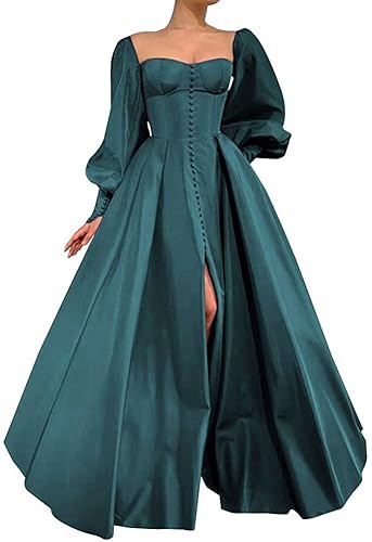 Xjizu Long Puffy Sleeve Prom Dresses Princess Ball Gown for Women Satin Formal Party Wedding Evening Dress Teal US8 in Dubai - UAE | Whizz Formal Xjizu Long Puffy Sleeve Prom Dresses Princess Ball Gown for Women Satin Formal Party Wedding Evening Dress Teal US8 in Dubai - UAE | Whizz Formal