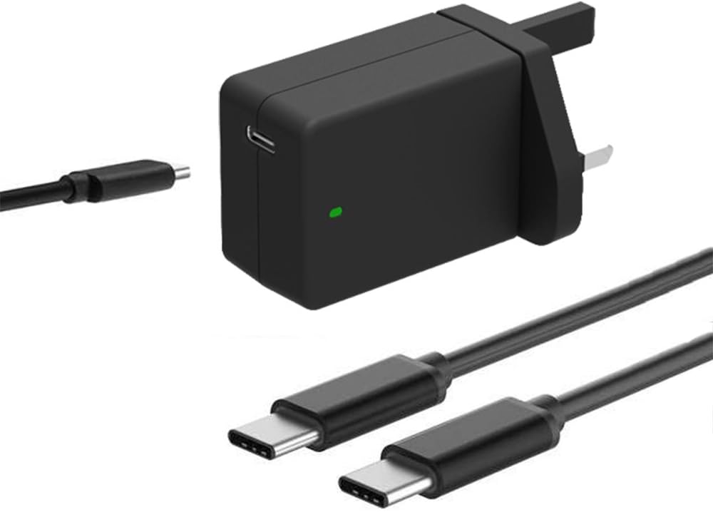Puizhak Universal 45W Type C Wall Mount Charger with 1.8M C2C cable for Lenovo Flex 11 Chromebook ZA27, ThinkPad T470 20JM, ThinkPad X1 Carbon, Yoga 900, 910-13IKB, GX20M33579 And More USB C Devices