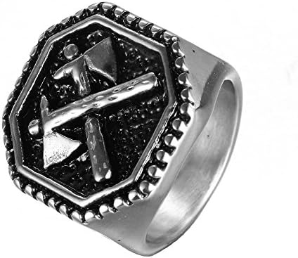 Kemosix Mens Retro Axe Titanium Steel Gift Rings, Size 10