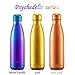 DJSBZ Vacuum Cola Shape Double Walled 18/8 Stainless Steel Water Bottle Leak-proof Keep Hot & Cold Travel Sports Personalized Metal Water Bottle,17 Oz (500 ml) Metal Purple