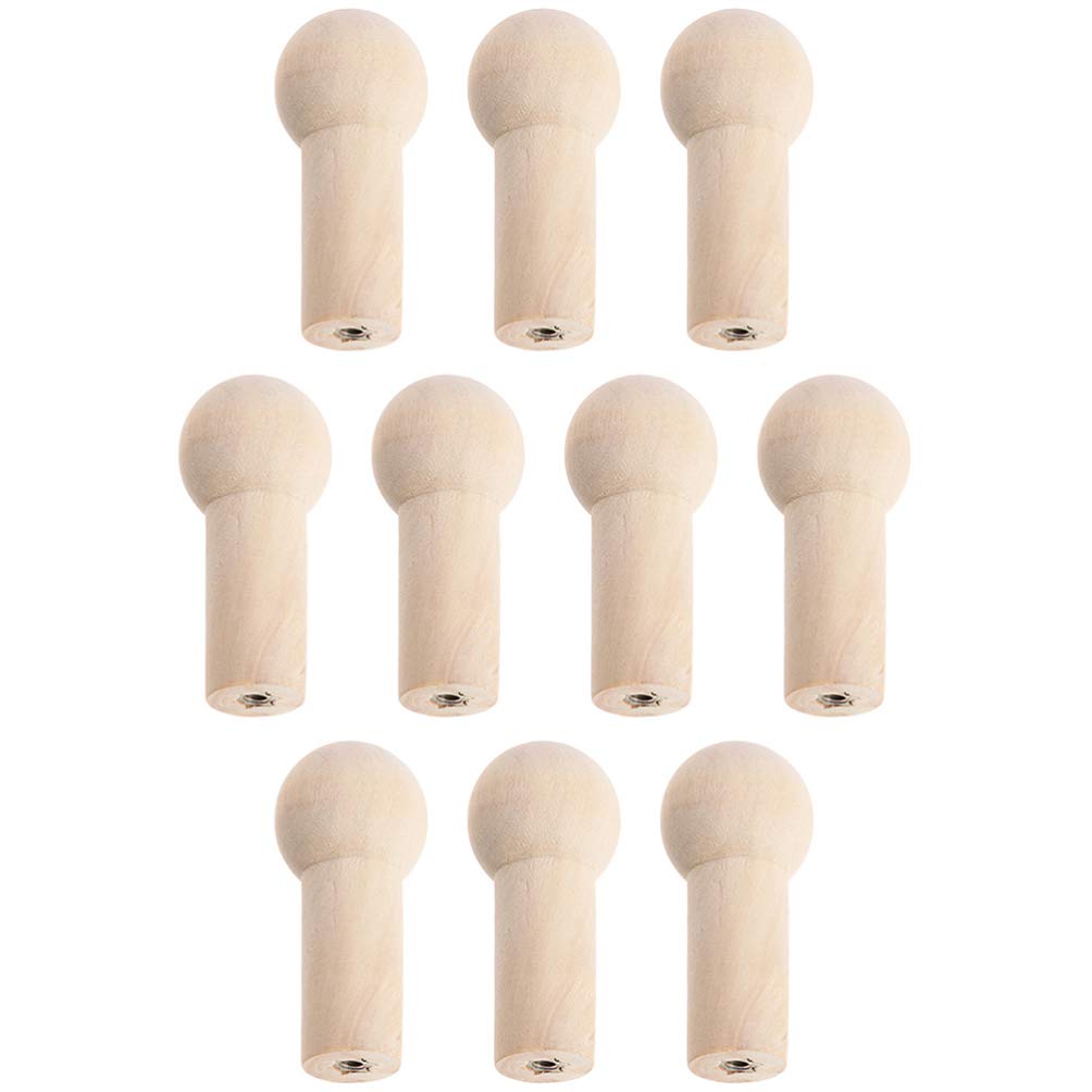 WINOMO 10pcs Screw-on Shaker Pegs Unfinished Wood Doll Pegs Screw Nut Key Hook Hanger Coat Hat Storage Rack for Home Bedroom Kitchen 51x23x15mm