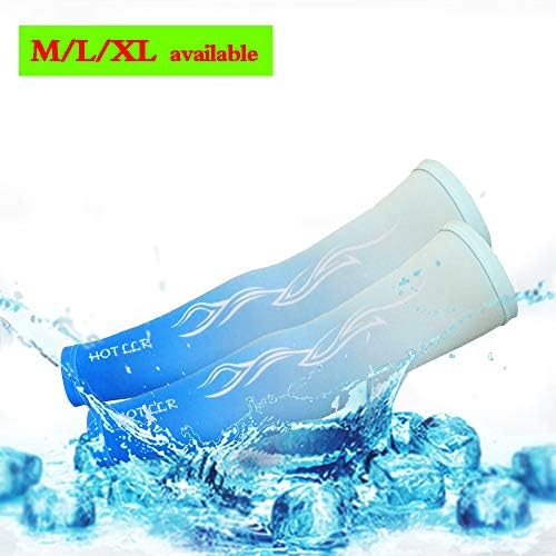 Cooling Arm Sleeves UV Protection Sun Sleeves for Men Women Golf Basketball Running Cycling Fishing Outdoor Sports Blue L