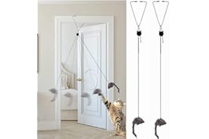 Guoguiming 2 Pcs Hanging Cat Plaything, Door Self-Play and Mouse Interactive for Indoor Kittens, Hunting, Exercising, Match