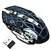 Rechargeable Wireless Gaming Mouse, Bluetooth USB Computer Mouse, 2.4G LED Color Changing Optical Silent, Auto Sleeping, Ergonomics Grip, 4 Adjustable DPI, Compatible with Laptop/PC/Notebook (Black