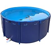 MOGUOBIN Canvas Fish Pond,Above Ground Pond,Above Ground Ponds for Fish | ,Large Collapsible durable plastic pond with Bracket for koi holding tank Irrigation Tape frame4.9ftx3ft/449 gal(Blue,1.5*1m)