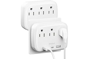 Citelect 3 Outlet Extender Multi Plug Wall Outlets, Surge Protector, Wall Plug Splitter with 3 AC Outlets & 3 USB Ports (2 USB-A + 1 USB-C), Plug Adapter for Home/Office/Hotel/Travel, White(2 Pack)