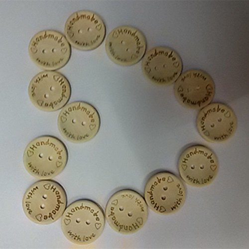 Shopline 100 Pieces DIY Nature Wood Sewing Buttons with 2 Holes Scrapbook Handmade Graft Button / 25mm