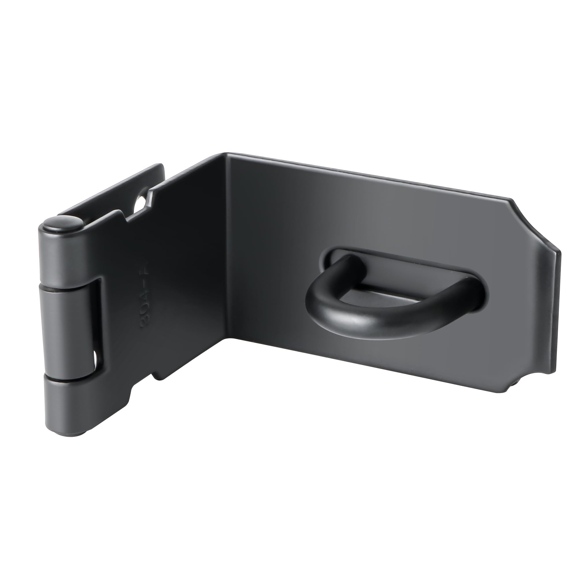 SAYAYO 90 Degree Hasp and Staple SUS304 Stainless Steel 5 Inches Right Angle Padlock Hasp Door Lock Gate Latch for Sheds, Windows, Cabinets, Matte Black