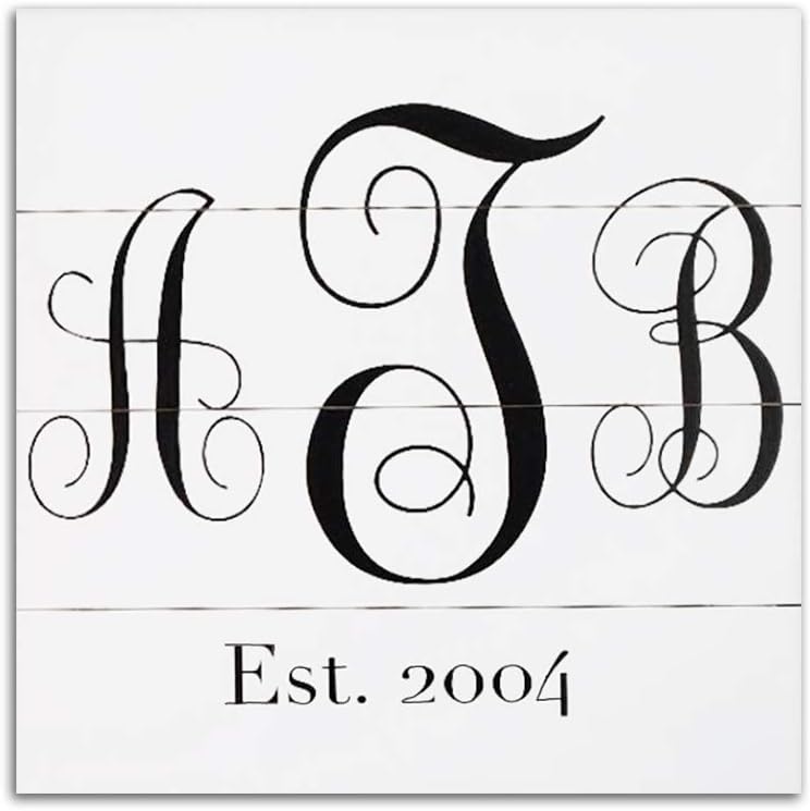 EricauBird Custom Shiplap Monogram Name Wood Sign, Initial Name Sign, Decorative Home Wall Art, Sign for Home Wedding Party Farmhouse, Personalized Housewarming Family Present,12x12