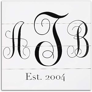 EricauBird Custom Shiplap Monogram Name Wood Sign, Initial Name Sign, Decorative Home Wall Art, Sign for Home Wedding Party Farmhouse, Personalized Housewarming Family Present,12x12