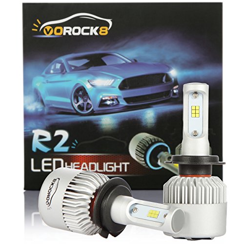 R2 CSP Seoul H7 8000LM LED Headlight Conversion Kit,High Beam Low Beam Headlamp, Fog Light, HID or Halogen Head light Replacement, 6500K Xenon White, 1 Pair- 1 Year Warranty
