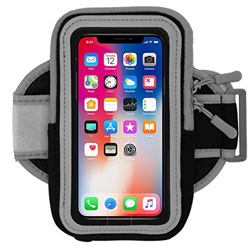 Cell Phone Armband for Running, Exercise - Workout Phone Holder with Adjustable Arm Band, Zipper Pocket - Universal Armband for iPhone X, 8, 7, 6, Galaxy S10, S9, S8, S7, Fits Lifeproof Case (14 in) (The Best Arm Workout For Mass)