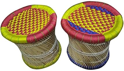 Patiostack Bamboo Handicraft Patio Ottoman Vintage Wicker