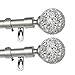 Turquoize 2 Pack Adjustable Decorative Window Curtain Rods, 28 to 48 Inches, Nickel Finish, Glass Mosaic Ball Finials
