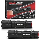 GearLight M10 LED Tactical Flashlight [2 PACK] with Belt Clip - Bright, Small, EDC Flashlights - 5 Modes, Zoomable, Water Resistant, High Lumen, Uses AAA or 18650 - Best Light for Emergency or Camping