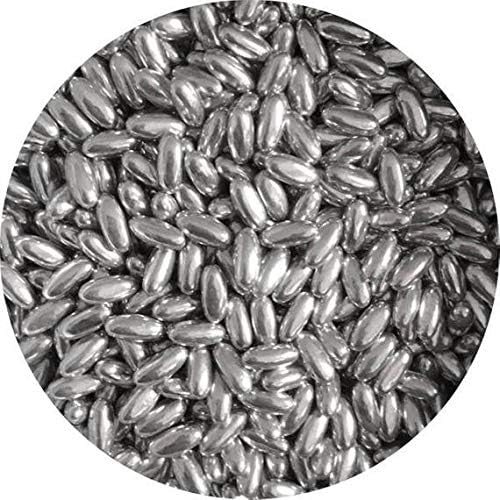 Edible Silver Rice Shape Dragees for Cake Cupcake Sprinkles Decoration (500 Grams)
