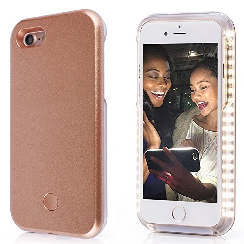 Spruce Selfie LED Light Case for Iphone 6/6s Cover with Rechargeable Backup Rose Gold