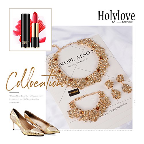 Statement Necklace Bracelet Earrings for Women Novelty Champagne Jewelry Set 1 with Gift Box-8041BTawny Set