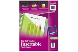 Avery 11903 Big Tab Insertable Single Pocket Plastic Dividers 8 Count