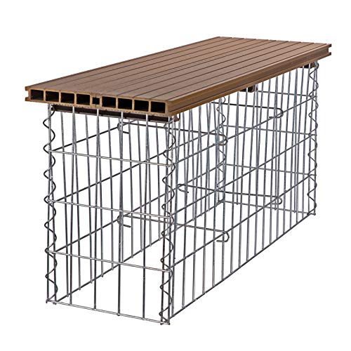 WPC Gabionenbank Gabione Steinkorb Drahtkorb Bank Sitzbank Gartenbank braun Hellbraun 100x30 cm – Bild 6