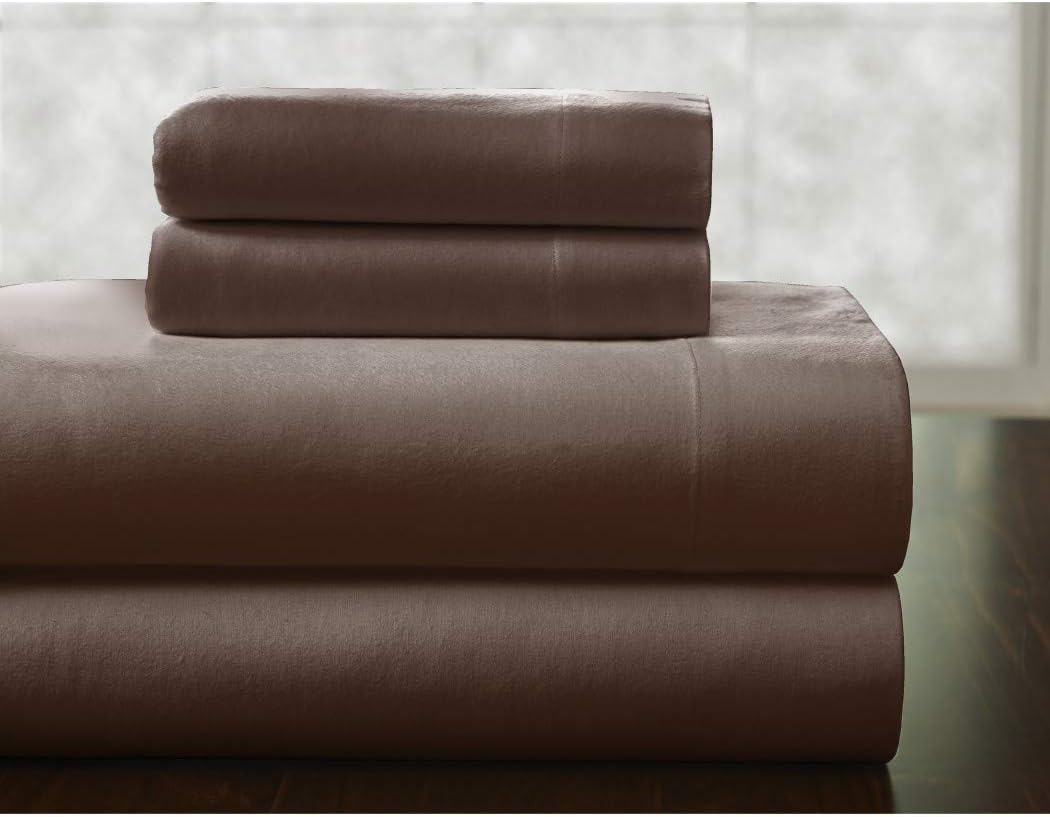 3pc Girls Chocolate Twin Xl Deep Pocket Flannel Sheet Set