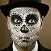 Day of the Dead Face Tattoos, Skeleton Tattoos Temporary, 6 Sheets Halloween Makeup Sugar Skull, Match Day of the Dead Costume, Glitter Red Roses Sugar Skull Tattoo Face, 36 Pcs, 6 Sheets