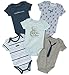 Calvin Klein Baby Boys 5 Pack Bodysuits, Blue/Gray, 6-9 Months